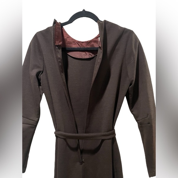 Vintage Toni Todd Dark Brown Long Sleeve Faux Fur Tie Waist 1970s Dress Size 14 - Picture 8 of 13